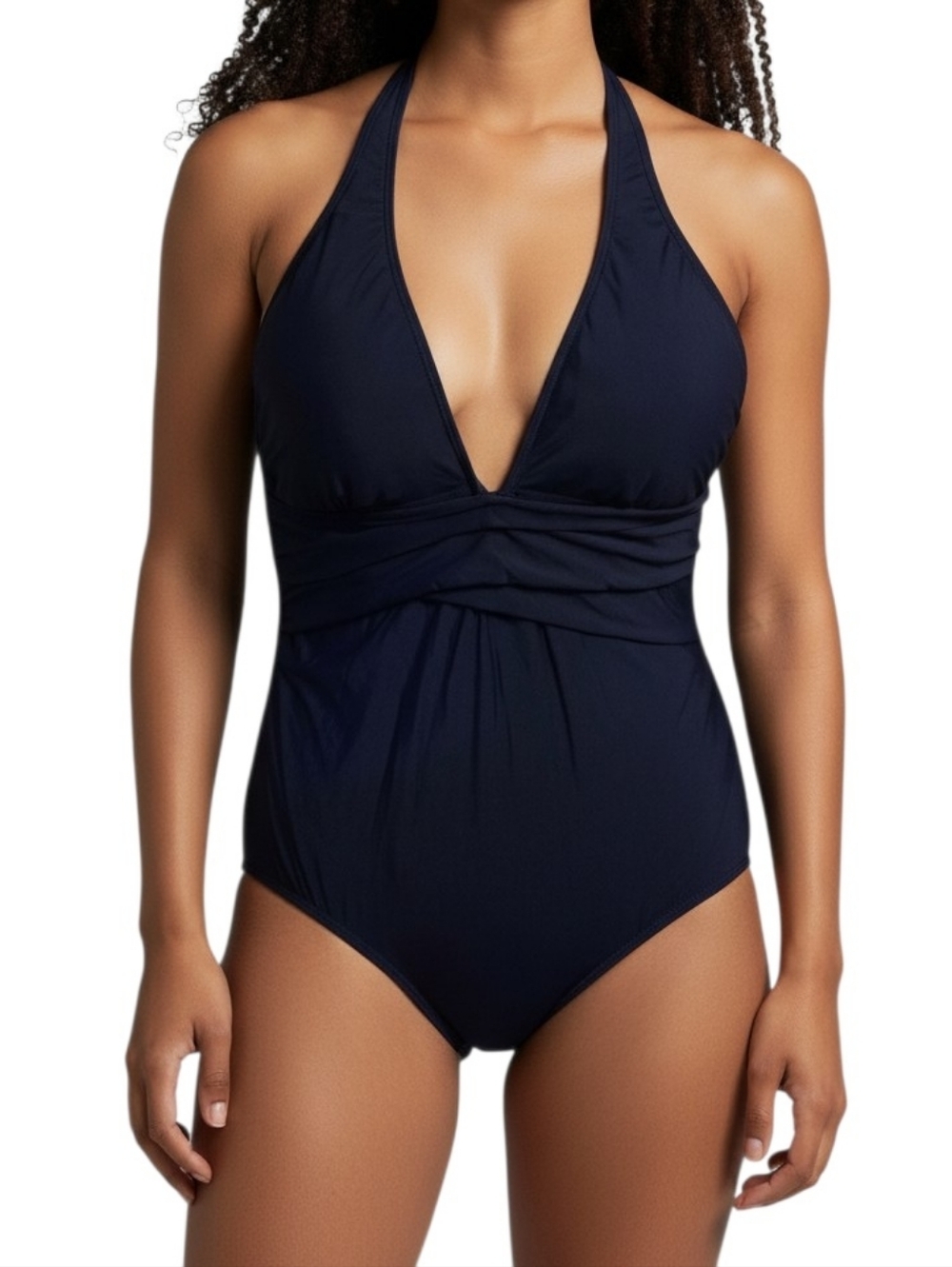 Athena Royal Blue Crisscross Halter One-Piece Swimsuit